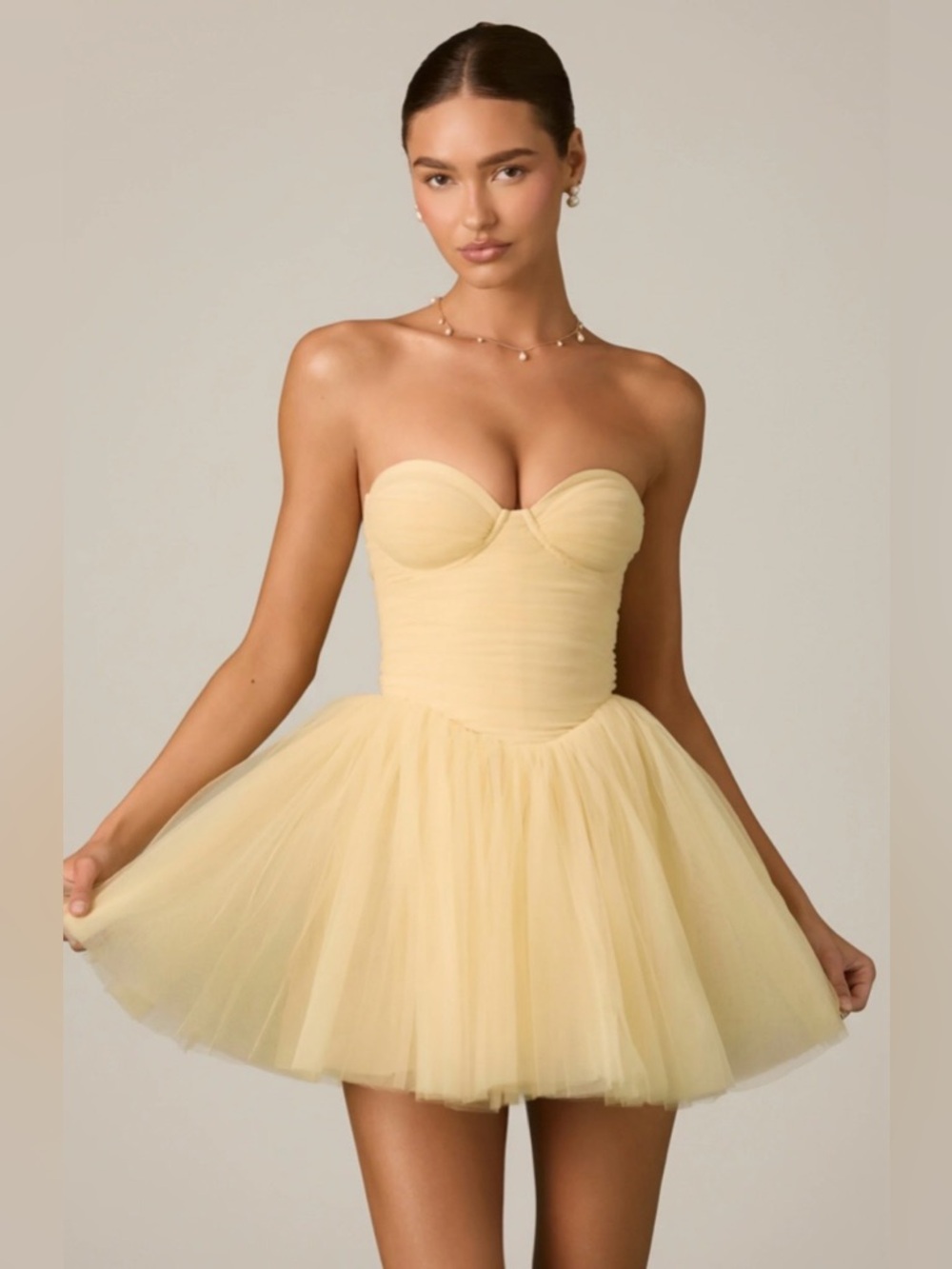🌼NWT OH POLLY DOTTIE YELLOW TULLE MINI DRESS US 2🌼